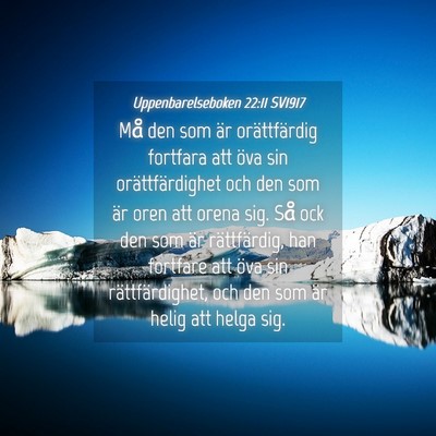 Picture 04 - Uppenbarelseboken 22:11 SV1917 - Må den som är orättfärdig fortfara att öva - Bible Verse Picture