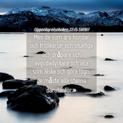Picture 04 - Uppenbarelseboken 22:15 SV1917 - Men de som äro hundar och trollkarlar och - Bible Verse Picture