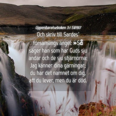 Picture 04 - Uppenbarelseboken 3:1 SV1917 - Och skriv till Sardes' församlings ängel: »Så - Bible Verse Picture