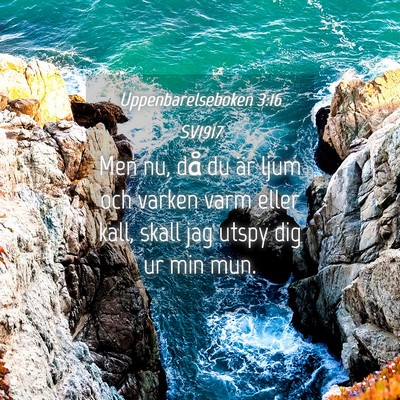 Picture 04 - Uppenbarelseboken 3:16 SV1917 - Men nu, då du är ljum och varken varm eller - Bible Verse Picture