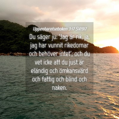 Picture 04 - Uppenbarelseboken 3:17 SV1917 - Du säger ju: 'Jag är rik, ja, jag har vunnit - Bible Verse Picture