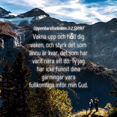 Picture 04 - Uppenbarelseboken 3:2 SV1917 - Vakna upp och håll dig vaken, och styrk det som - Bible Verse Picture