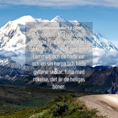 Picture 04 - Uppenbarelseboken 5:8 SV1917 - Och när han tog bokrullen, föllo de fyra - Bible Verse Picture