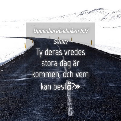 Picture 04 - Uppenbarelseboken 6:17 SV1917 - Ty deras vredes stora dag är kommen, och vem kan - Bible Verse Picture