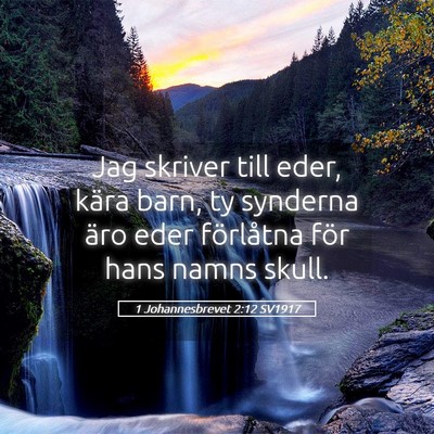 Picture 05 - 1 Johannesbrevet 2:12 SV1917 - Jag skriver till eder, kära barn, ty synderna - Bible Verse Picture