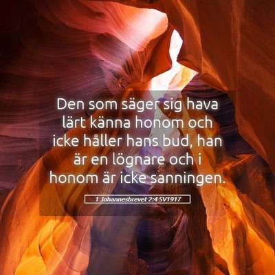 Picture 05 - 1 Johannesbrevet 2:4 SV1917 - Den som säger sig hava lärt känna honom och - Bible Verse Picture