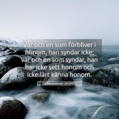 Picture 05 - 1 Johannesbrevet 3:6 SV1917 - Var och en som förbliver i honom, han syndar - Bible Verse Picture