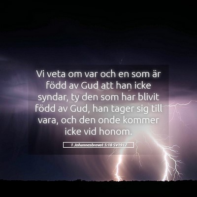 Picture 05 - 1 Johannesbrevet 5:18 SV1917 - Vi veta om var och en som är född av Gud att - Bible Verse Picture