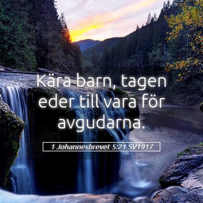 Picture 05 - 1 Johannesbrevet 5:21 SV1917 - Kära barn, tagen eder till vara för - Bible Verse Picture