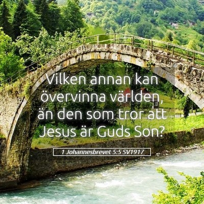 Picture 05 - 1 Johannesbrevet 5:5 SV1917 - Vilken annan kan övervinna världen, än den som - Bible Verse Picture