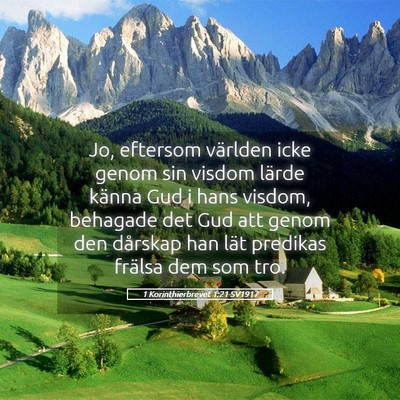 Picture 05 - 1 Korinthierbrevet 1:21 SV1917 - Jo, eftersom världen icke genom sin visdom - Bible Verse Picture