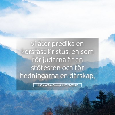 Picture 05 - 1 Korinthierbrevet 1:23 SV1917 - vi åter predika en korsfäst Kristus, en som - Bible Verse Picture