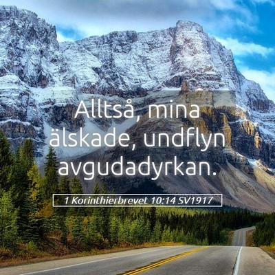 Picture 05 - 1 Korinthierbrevet 10:14 SV1917 - Alltså, mina älskade, undflyn - Bible Verse Picture