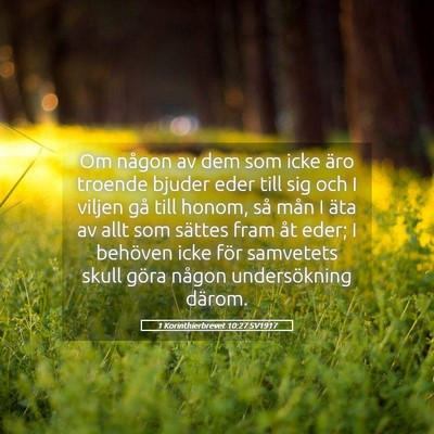 Picture 05 - 1 Korinthierbrevet 10:27 SV1917 - Om någon av dem som icke äro troende bjuder - Bible Verse Picture