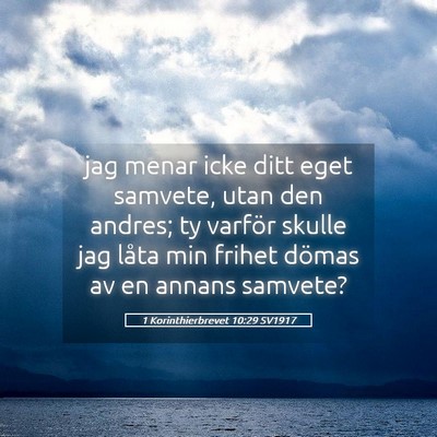 Picture 05 - 1 Korinthierbrevet 10:29 SV1917 - jag menar icke ditt eget samvete, utan den - Bible Verse Picture