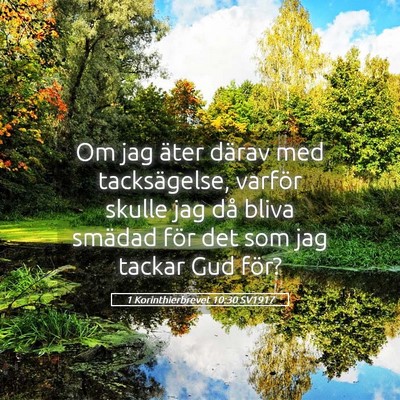 Picture 05 - 1 Korinthierbrevet 10:30 SV1917 - Om jag äter därav med tacksägelse, varför - Bible Verse Picture