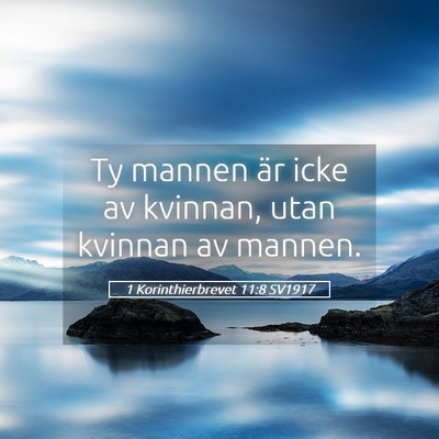 Picture 05 - 1 Korinthierbrevet 11:8 SV1917 - Ty mannen är icke av kvinnan, utan kvinnan av - Bible Verse Picture