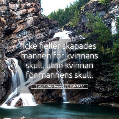 Picture 05 - 1 Korinthierbrevet 11:9 SV1917 - Icke heller skapades mannen för kvinnans skull, - Bible Verse Picture