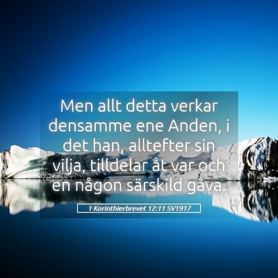Picture 05 - 1 Korinthierbrevet 12:11 SV1917 - Men allt detta verkar densamme ene Anden, i det - Bible Verse Picture