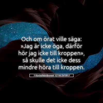 Picture 05 - 1 Korinthierbrevet 12:16 SV1917 - Och om örat ville säga: »Jag är icke öga, - Bible Verse Picture