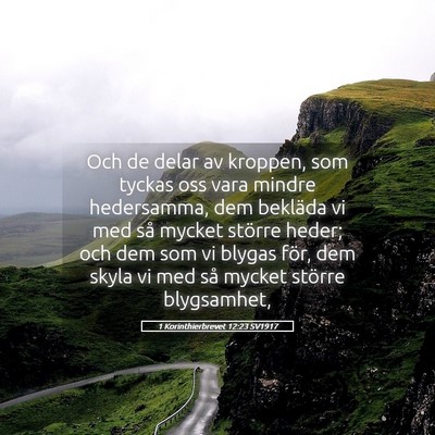 Picture 05 - 1 Korinthierbrevet 12:23 SV1917 - Och de delar av kroppen, som tyckas oss vara - Bible Verse Picture