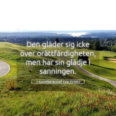 Picture 05 - 1 Korinthierbrevet 13:6 SV1917 - Den gläder sig icke över orättfärdigheten, - Bible Verse Picture