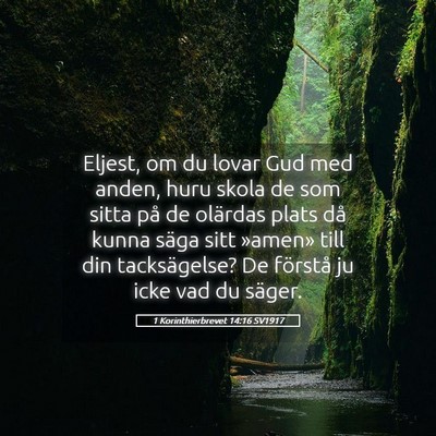 Picture 05 - 1 Korinthierbrevet 14:16 SV1917 - Eljest, om du lovar Gud med anden, huru skola de - Bible Verse Picture