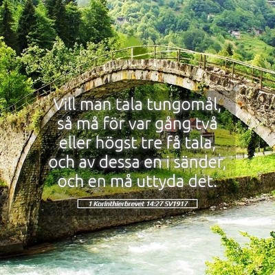 Picture 05 - 1 Korinthierbrevet 14:27 SV1917 - Vill man tala tungomål, så må för var gång - Bible Verse Picture