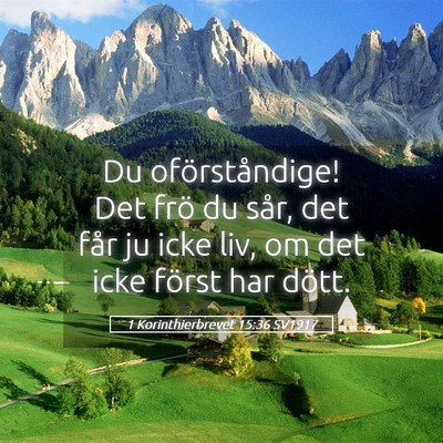 Picture 05 - 1 Korinthierbrevet 15:36 SV1917 - Du oförståndige! Det frö du sår, det får ju - Bible Verse Picture
