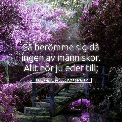 Picture 05 - 1 Korinthierbrevet 3:21 SV1917 - Så berömme sig då ingen av människor. Allt - Bible Verse Picture