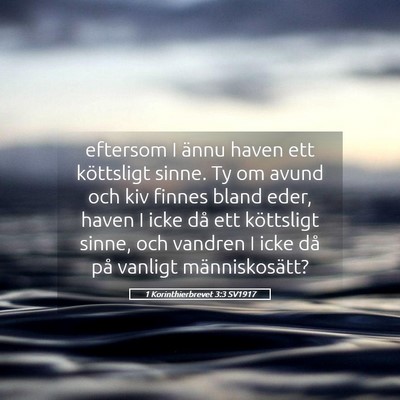 Picture 05 - 1 Korinthierbrevet 3:3 SV1917 - eftersom I ännu haven ett köttsligt sinne. Ty - Bible Verse Picture