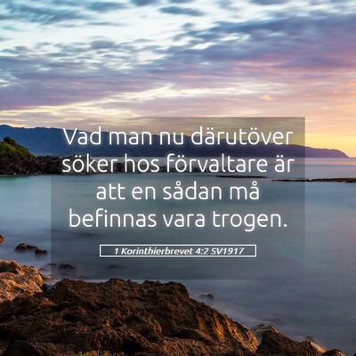 Picture 05 - 1 Korinthierbrevet 4:2 SV1917 - Vad man nu därutöver söker hos förvaltare är - Bible Verse Picture