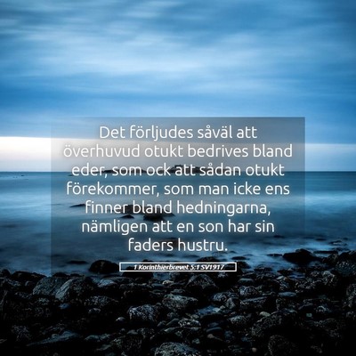 Picture 05 - 1 Korinthierbrevet 5:1 SV1917 - Det förljudes såväl att överhuvud otukt - Bible Verse Picture