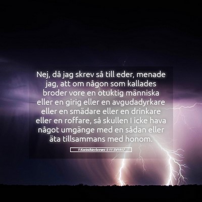 Picture 05 - 1 Korinthierbrevet 5:11 SV1917 - Nej, då jag skrev så till eder, menade jag, att - Bible Verse Picture