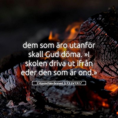 Picture 05 - 1 Korinthierbrevet 5:13 SV1917 - dem som äro utanför skall Gud döma. »I skolen - Bible Verse Picture
