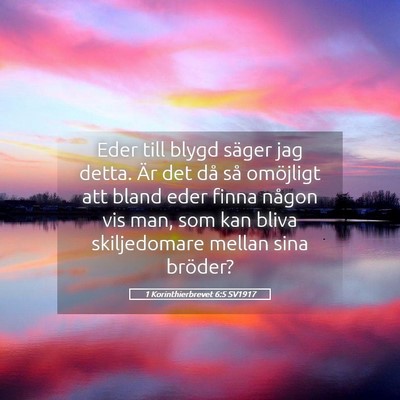 Picture 05 - 1 Korinthierbrevet 6:5 SV1917 - Eder till blygd säger jag detta. Är det då så - Bible Verse Picture