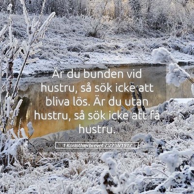 Picture 05 - 1 Korinthierbrevet 7:27 SV1917 - Är du bunden vid hustru, så sök icke att bliva - Bible Verse Picture