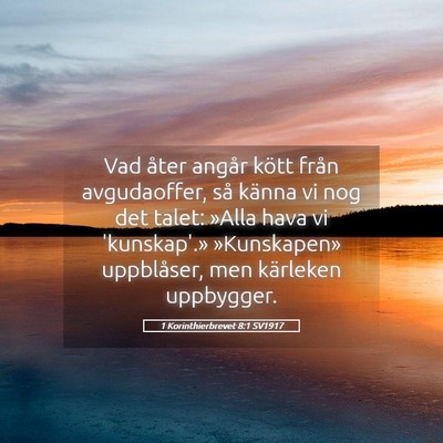 Picture 05 - 1 Korinthierbrevet 8:1 SV1917 - Vad åter angår kött från avgudaoffer, så - Bible Verse Picture