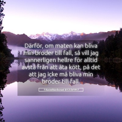 Picture 05 - 1 Korinthierbrevet 8:13 SV1917 - Därför, om maten kan bliva min broder till - Bible Verse Picture