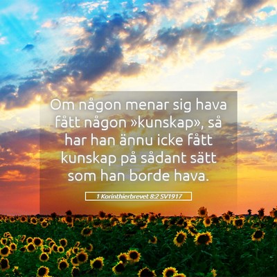 Picture 05 - 1 Korinthierbrevet 8:2 SV1917 - Om någon menar sig hava fått någon - Bible Verse Picture