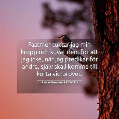 Picture 05 - 1 Korinthierbrevet 9:27 SV1917 - Fastmer tuktar jag min kropp och kuvar den, för - Bible Verse Picture