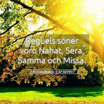 Picture 05 - 1 Krönikeboken 1:37 SV1917 - Reguels söner voro Nahat, Sera, Samma och - Bible Verse Picture