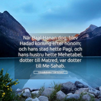 Picture 05 - 1 Krönikeboken 1:50 SV1917 - När Baal-Hanan dog, blev Hadad konung efter - Bible Verse Picture