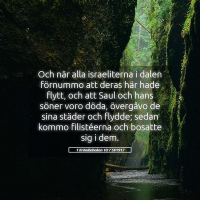 Picture 05 - 1 Krönikeboken 10:7 SV1917 - Och när alla israeliterna i dalen förnummo att - Bible Verse Picture