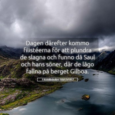 Picture 05 - 1 Krönikeboken 10:8 SV1917 - Dagen därefter kommo filistéerna för att - Bible Verse Picture