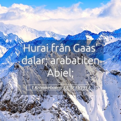 Picture 05 - 1 Krönikeboken 11:32 SV1917 - Hurai från Gaas' dalar; arabatiten - Bible Verse Picture