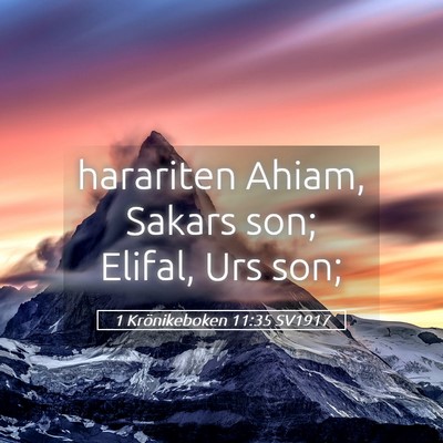 Picture 05 - 1 Krönikeboken 11:35 SV1917 - harariten Ahiam, Sakars son; Elifal, Urs - Bible Verse Picture