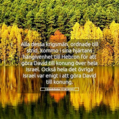 Picture 05 - 1 Krönikeboken 12:38 SV1917 - Alla dessa krigsmän, ordnade till strid, kommo i - Bible Verse Picture