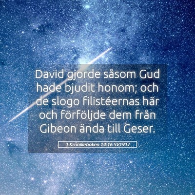Picture 05 - 1 Krönikeboken 14:16 SV1917 - David gjorde såsom Gud hade bjudit honom; och de - Bible Verse Picture