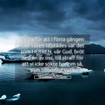 Picture 05 - 1 Krönikeboken 15:13 SV1917 - Ty därför att I förra gången icke voren - Bible Verse Picture